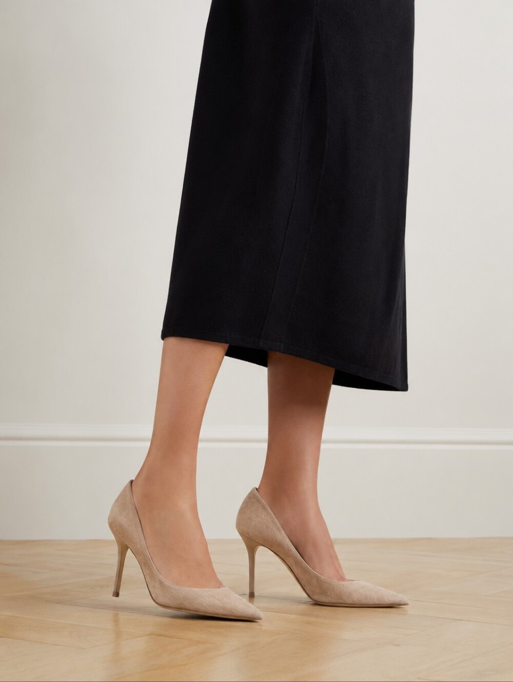Jimmy Choo Agnes Nude Suede Heels Sz 37.5